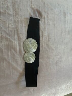 Black Elastic Belt with Silver Decorative Discs